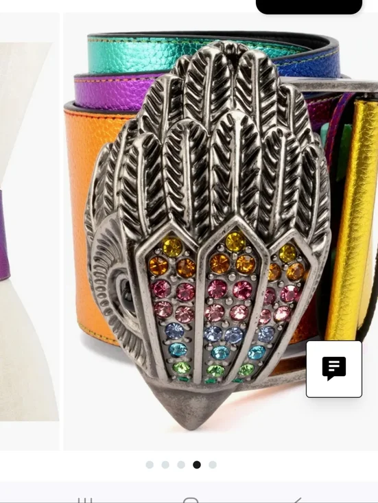 Kurt Geiger Crystal Eagle Head Metallic Wide Belt  Nwt Rare - Picture 3 of 12